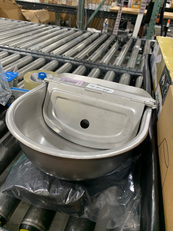 Photo 1 of Automatic Water Dispenser for Dog Water Bowl Dispenser Large Size Stainless-Steel Waterer Feeder Self Filling Water Trough for Poultry and Livestock (Stainless Steel, Large)