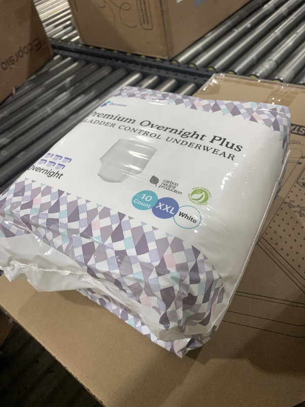 Photo 1 of Because Unisex Premium Overnight Plus Pull Up Underwear - Extremely Absorbent, Soft & Comfortable Nighttime Leak Protection - White, XX-Large - Absorbs 6 Cups - 10 Count