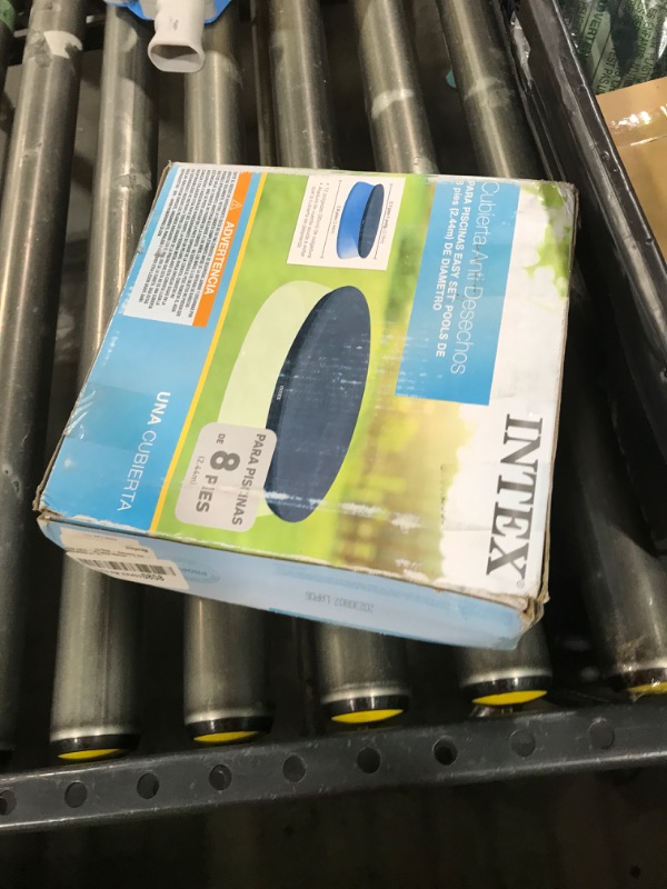 Photo 1 of INTEX 28021E Pool Cover: For 10ft Round Easy Set Pools – Includes Rope Tie – Drain Holes – 12in Overhang – Snug Fit