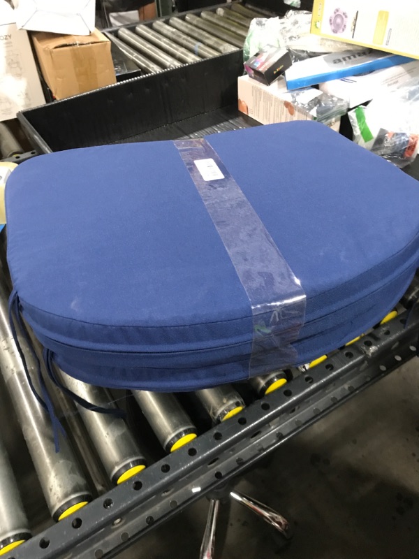 Photo 1 of Favoyard Patio Chair Cushions 22 x 22 x 3 Inch Waterproof Outdoor Seat Cushions for Patio Furniture 3-Year Color Fastness Garden Sofa Couch Pads with Handle & Adjustable Straps Set of 2, Blue