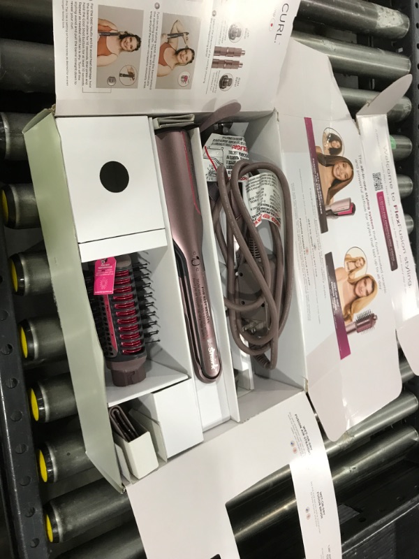 Photo 1 of Shark FlexFusion Hair Straightener & Powerful Hair Dryer with Fusion Hair Brush, Ceramic Air Styler with Auto-Wrap Hair Curlers & Concentrator, Ceramic Plates, Cosmic Blush HD641S