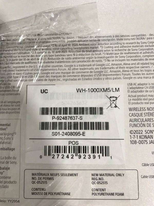 Photo 1 of Sony WH-1000XM5 Premium Noise Canceling Headphones, Auto NC Optimizer, 30-Hour Battery, Alexa Voice Control, Midnight Blue