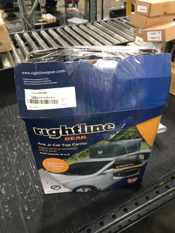 Photo 1 of Rightline Gear Ace Jr Weatherproof Rooftop Cargo Carrier for Top of Vehicle, Attaches With or Without Roof Rack, 10 Cubic Feet, Black