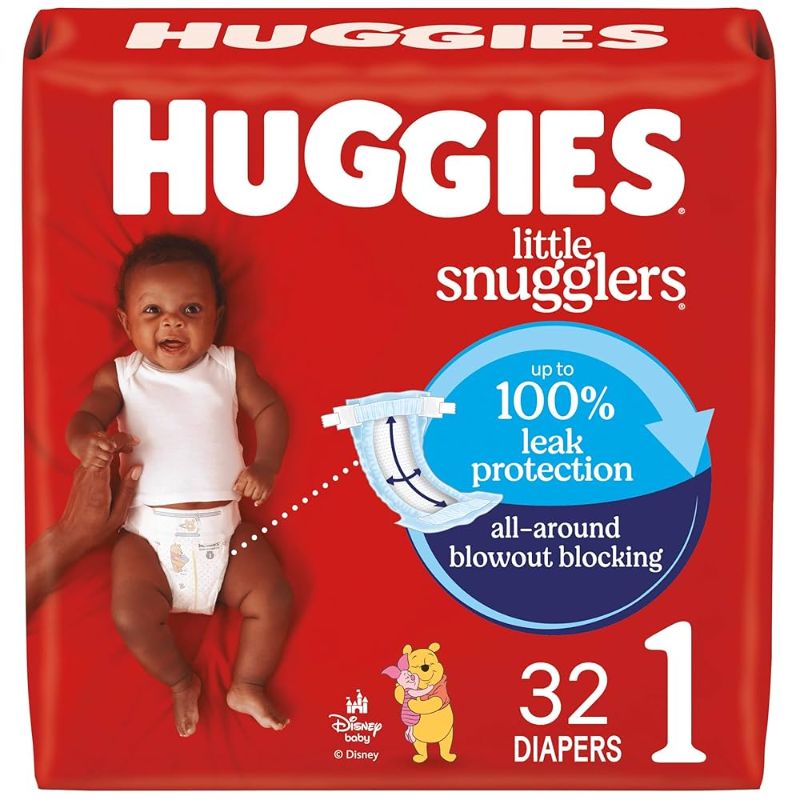 Photo 1 of Huggies Size 1 Diapers, Little Snugglers Diapers, Size 1 (8-14 lbs), 1 pack (33 diapers)