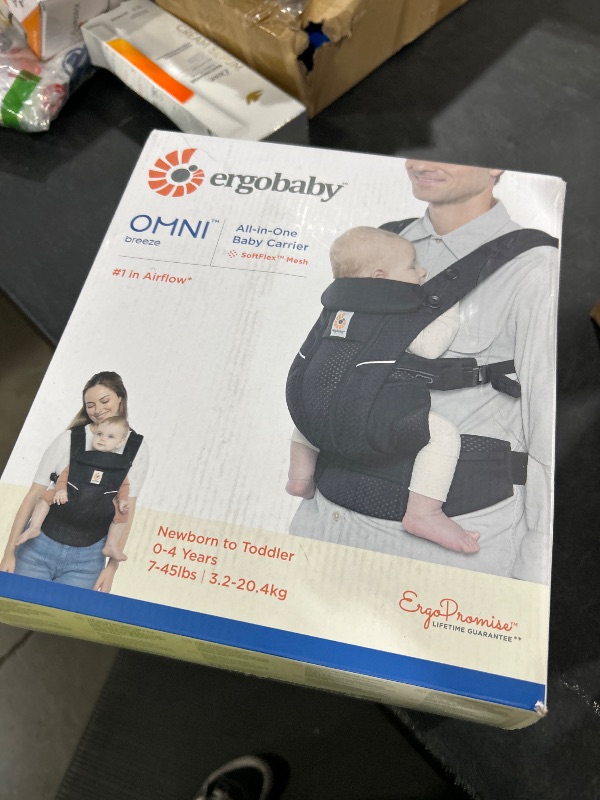 Photo 1 of Ergobaby All Carry Positions Breathable Mesh Baby Carrier with Enhanced Lumbar Support & Airflow (7-45 Lb), Omni Breeze, Onyx Black