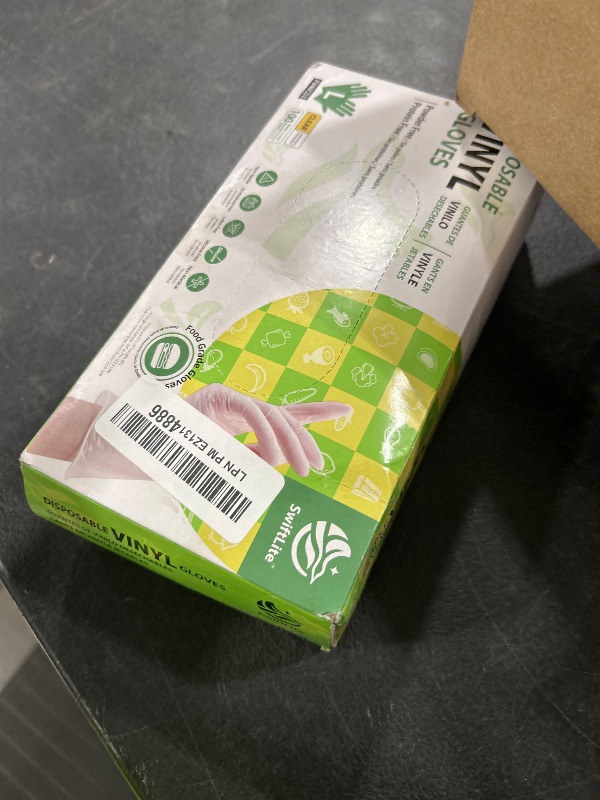 Photo 1 of SWIFTLITE Disposable Vinyl Gloves, Food Safe, Latex-Free Powder-Free Clear Plastic Gloves for Cooking, House Clean, Food Prep (100, Large)