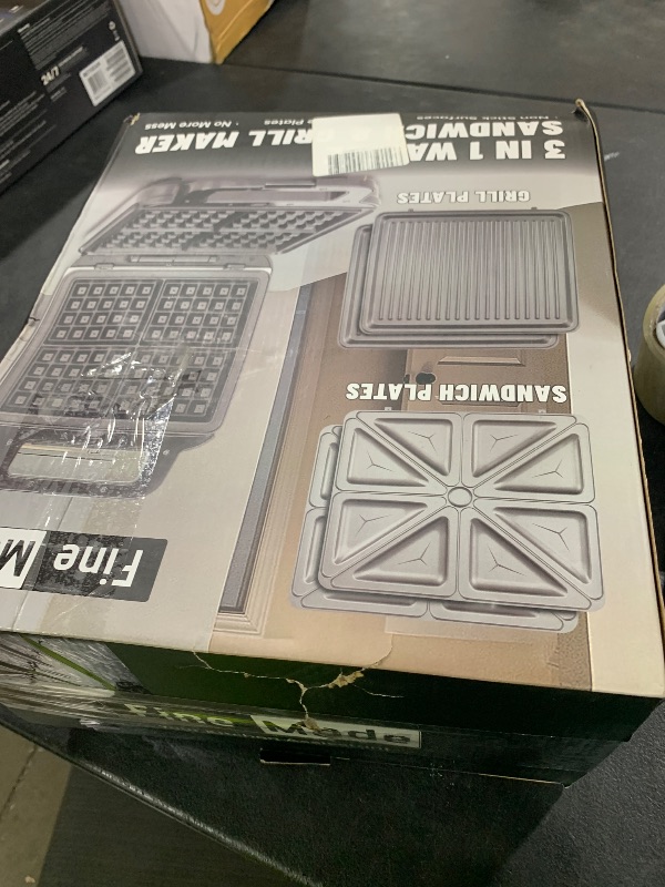 Photo 1 of FineMade Panini Grill Press Breakfast Sandwich Maker 3 in 1, Electric Griddle Panini Press, Grilled Cheese Maker, Sandwichera Electrica, Belgian Waffle Maker with Removable Plates