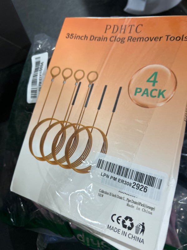 Photo 1 of PDHTC 35 Inch Drain Snake Hair Clog Remover Tool, Anti-Break Metal with Nylon Coating Sink Snake, for Bathroom Sink, Tub, Shower, Pipe Drain (4 Pack)