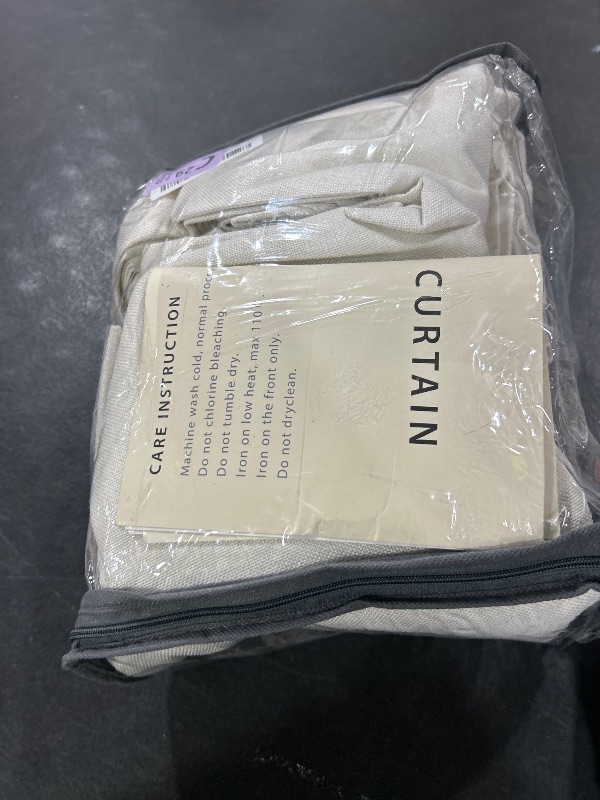 Photo 1 of 100% Blackout Shield Linen Blackout Curtains for Bedroom 96 Inches Long, Back Tab/Rod Pocket Living Room Drapes, Thermal Insulated Blackout Curtains 2 Panels Set, 50" W x 96" L, Light Cream