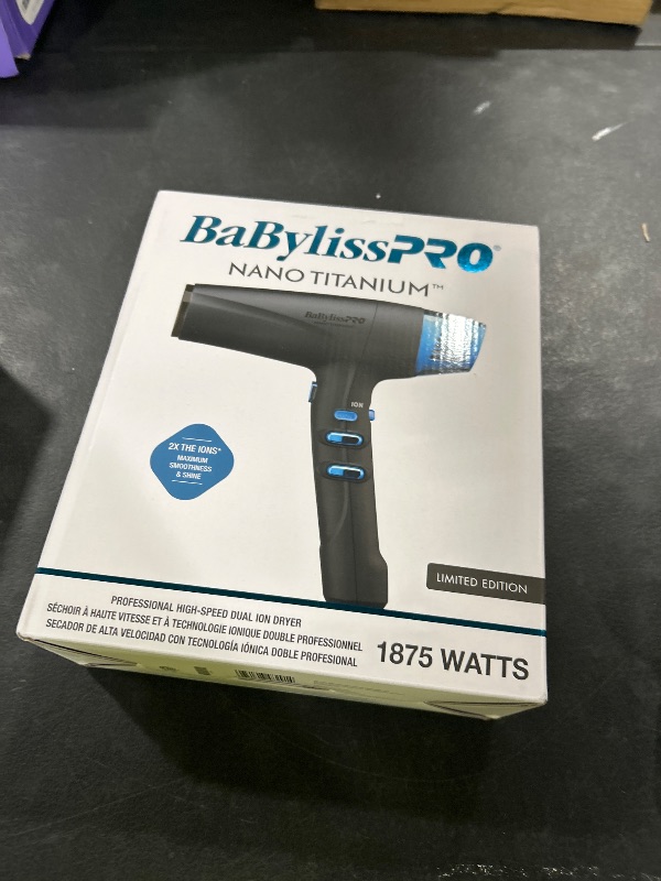 Photo 1 of BaBylissPRO® Nano Titanium Limited Edition Dual Ionic Hair Dryer - Matte Black