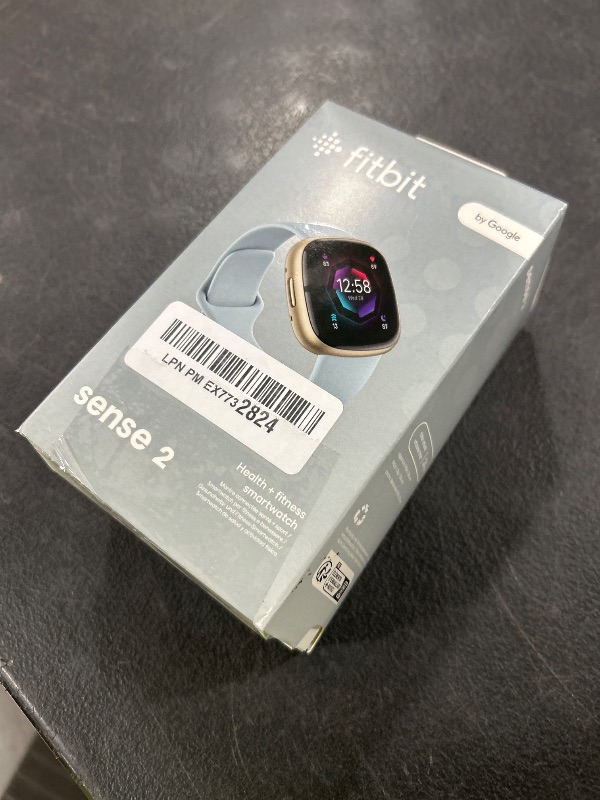 Photo 1 of Fitbit Sense 2 Advanced Health and Fitness Smartwatch with Tools to Manage Stress and Sleep, ECG App, SpO2, 24/7 Heart Rate and GPS, Blue Mist/Pale Gold, One Size (S & L Bands Included)
