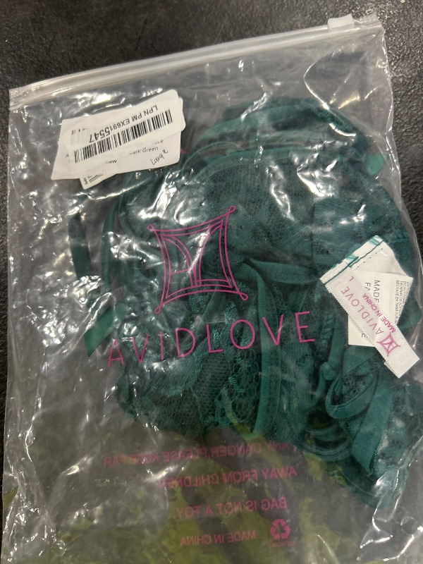 Photo 1 of Avidlove Lingerie Lace Babydoll 2 Piece Sexy Bra and Panty Sets Dark Green