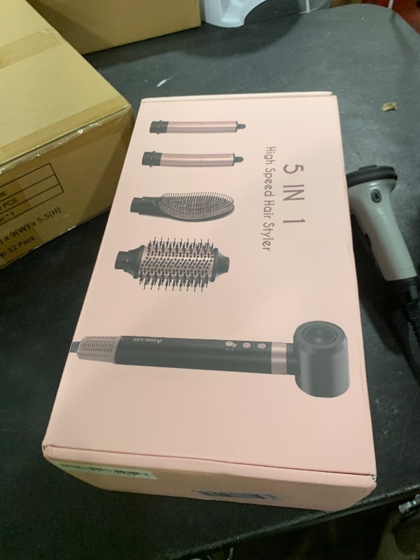 Photo 1 of Annlary 5 in 1 Ionic Hot Air Styler, 1400W Powerful Hair Dryer Brush, Auto-Wrap Curlers, Paddle Brush for Fast Drying, Curling, Straightening, Volumizing with Travel & Storage Bag