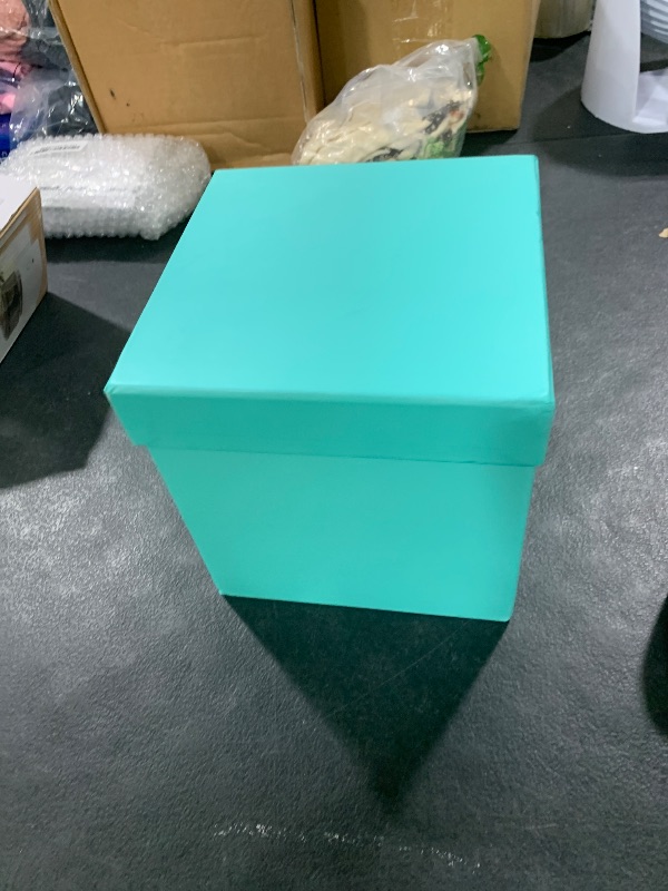 Photo 1 of Homeford Nested Square Gift Boxes, Robin's Egg Blue, 5-inch, 6-inch, 7-inch, 3-piece, 1.5-inch White Satin Ribbon