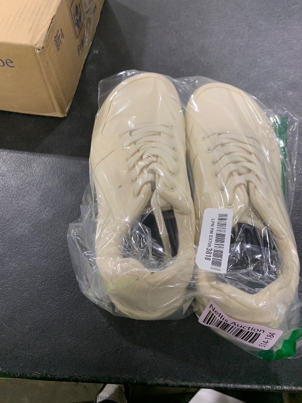 Photo 1 of WHITIN Wide Toe Box Barefoot Sneakers for Men Fashion Canvas Minimalist Minimus Zero Drop Sole Shoes Size 12 12W Walking Beige 46