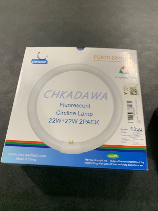 Photo 1 of CHKADAWA FC8T9/CW Circular Fluorescent Light Bulb, 8 Inch Round T9 22W Circline Bulbs Replacement for Circle Ceiling Fixture, Cool White 4100K 1350 Lumens, G10q 4 Pin Base, 2 Pack