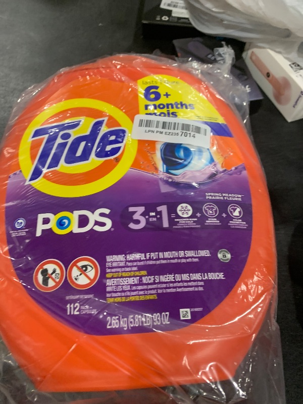 Photo 1 of Tide PODS Laundry Detergent Pacs, 3-in-1 Stain Remover, Odor Fighter, Color Protector, 112 Count, HE compatible, Original Scent