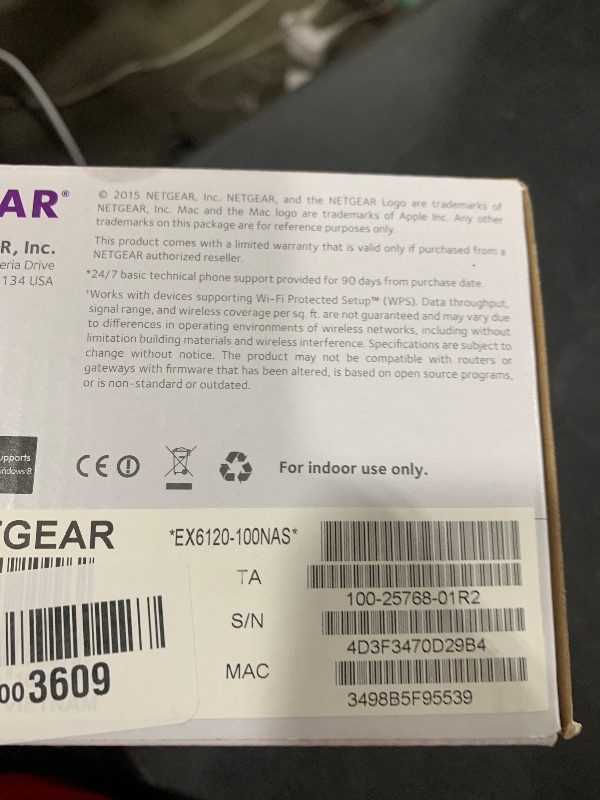 Photo 1 of NETGEAR Wi-Fi Range Extender EX6120 - Coverage Up to 1500 Sq Ft and 25 Devices with AC1200 Dual Band Wireless Signal Booster & Repeater (Up to 1200Mbps Speed), and Compact Wall Plug Design, White