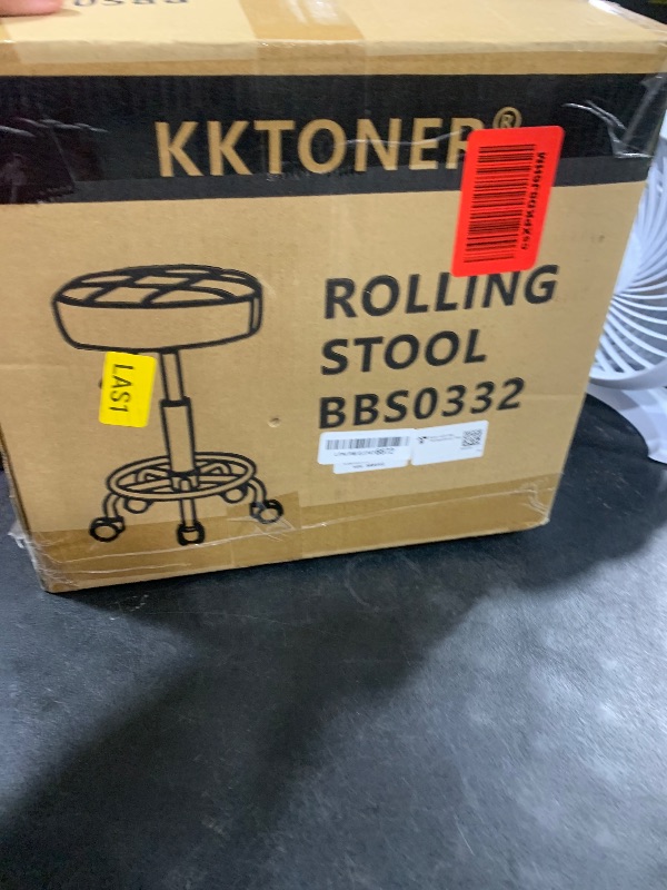 Photo 1 of KKTONER Round Rolling Stool Chair PU Leather Height Adjustable Swivel Drafting Work SPA Shop Medical Salon Stools with Wheels Office Chair Small (Black)