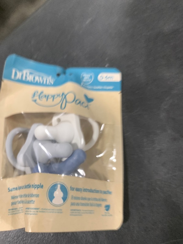 Photo 1 of Dr. Brown’s HappyPaci 100% Silicone Pacifier 0-6m, BPA Free, White Blue Light Blue 3-Pack