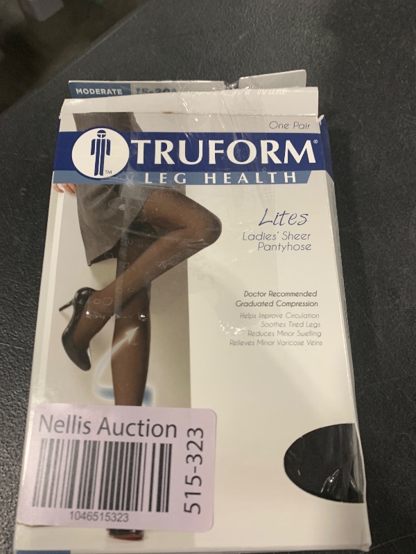 Photo 1 of Truform 15-20 mmHg Compression Pantyhose, Sheer 20 Denier Women's Shaping Tights, Black, Tall