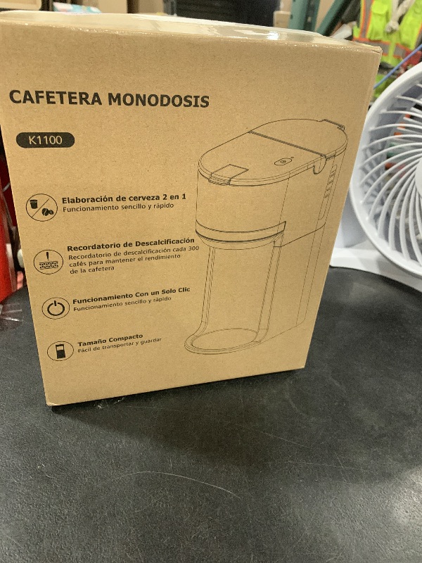 Photo 1 of Horavie Mini Single Serve Coffee Maker for K Cup and Ground Coffee, Fast Brew One Cup Coffee Machine with Descaling Reminder and Water Window, 6 to 12 oz. Brew Sizes, White