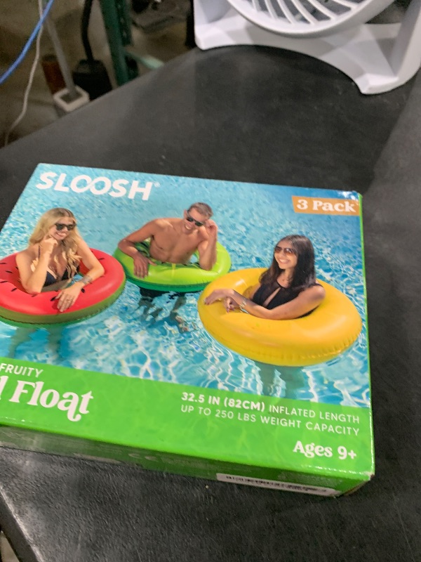 Photo 1 of JOYIN Inflatable Swim Tube Raft (3 pack) with Summer Fruits Painting, Pool Toys for Swimming Pool Party Decorations