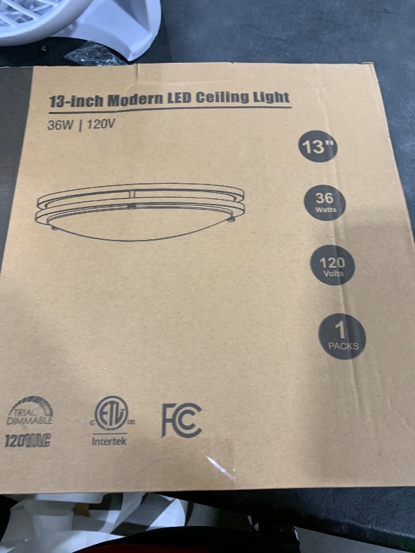 Photo 1 of 36W LED Flush Mount Ceiling Light Fixture, 13inch LED Ceiling Light 3600LM, Modern Ceiling Light 2700K/3000K/4000K/5000K/6500K 5CCT, Brushed Nickle Dimmable Ceiling Lamp for Living Room Kitchen,1 Pack