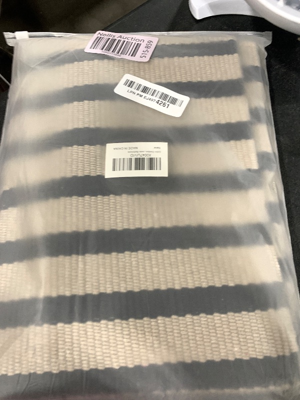 Photo 1 of OJIA Outdoor Porch Rug Fall Front Door Mat 24'x51, Washable Black and Tan Striped Outdoor Rugs Front Door Rug Cotton Woven Kitchen Rugs Small Area Rugs for Entryway Patio Bedroom Bathroom