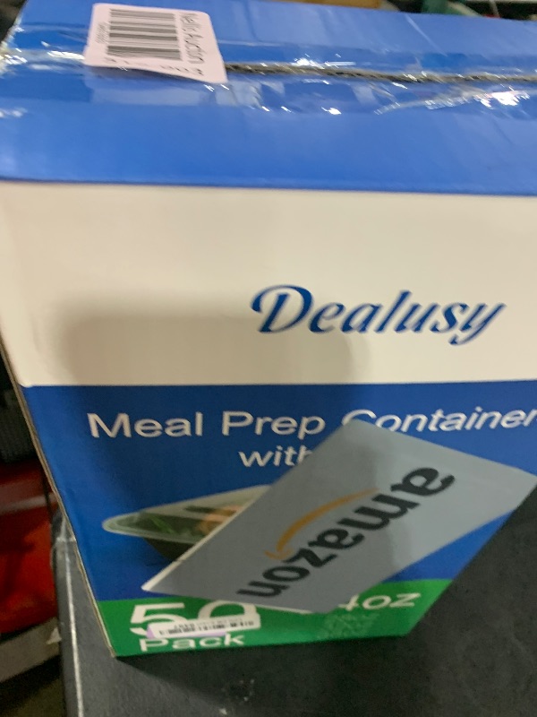 Photo 1 of Dealusy 50 Pack (100-Piece) 24 oz Meal Prep Containers Reusable with Lids, Sturdy Leakproof & Food Safe, Microwave, Freezer, Dishwasher Safe Prep Containers, To Go Take Out Plastic Food Storage