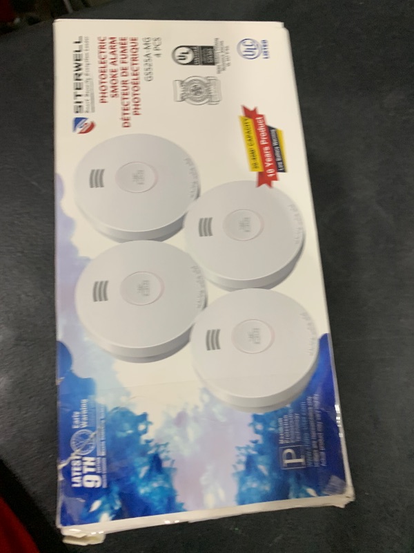 Photo 1 of Siterwell  Detector, Smoke Detector 10 Year Battery with Photoelectric Sensor, Fire Alarm with Low Battery and Fault Warning for House and Bedroom, UL217-9th Listed, GS525A, 4 Packs