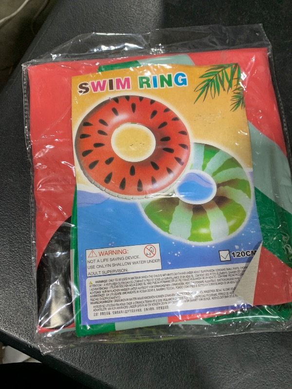 Photo 1 of Inflatable Watermelon Pool Float for Adult Large Swimming Tube 4Feet Ring Adult Floaties Outdoor Swim Pool Toy Party Decoration