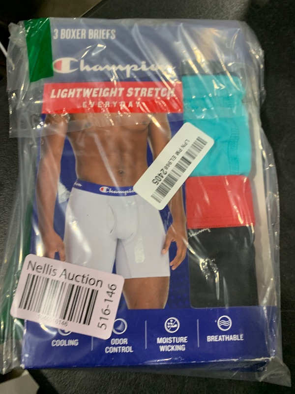 Photo 1 of Champion174 Mens Everyday Active Light Weight Stretch Boxer Brief 3Pack L BlackTealRed