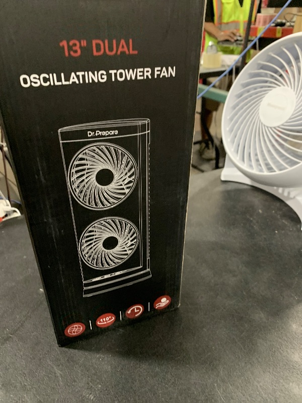 Photo 1 of Dr. Prepare Desk Fan Tower Fan Cooling Fan, Portable Oscillating Fan with 3-Speed Options, Dual Air Circulation, 110° Oscillation, 3 Timers, Table Fan for Bedroom Dorm Room Office Desktop, 13 inch