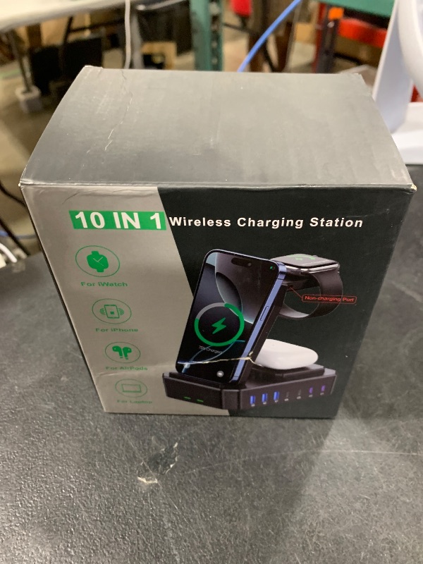 Photo 1 of 300W Charging Station for Multiple Devices Apple,10 in 1 Wireless Charger for iPhone,GaN III USB C 65W PD Fast Charging Stand Dock for MacBook,iWatch&Airpods (Wireless Charging Only for Apple)