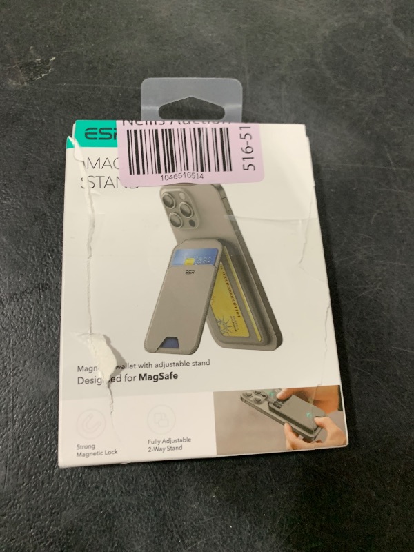 Photo 1 of ESR Magnetic Wallet, Compatible with MagSafe Wallet with Adjustable Stand, for iPhone 15/14/13/12 Series, Not for iPhone 13/12 mini, 5 Card Holder, Vegan Leather, Grey