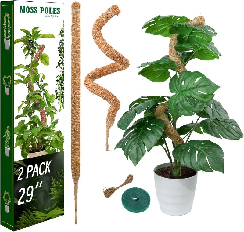 Photo 1 of 2 Pack Moss Pole, LveSunny 29 Inch Bendable Moss Pole Monstera Plant Support, More Flexible and Corrosion-Resistant Monstera Plant Support, Suitable for Potted Plants to Grow Upwards