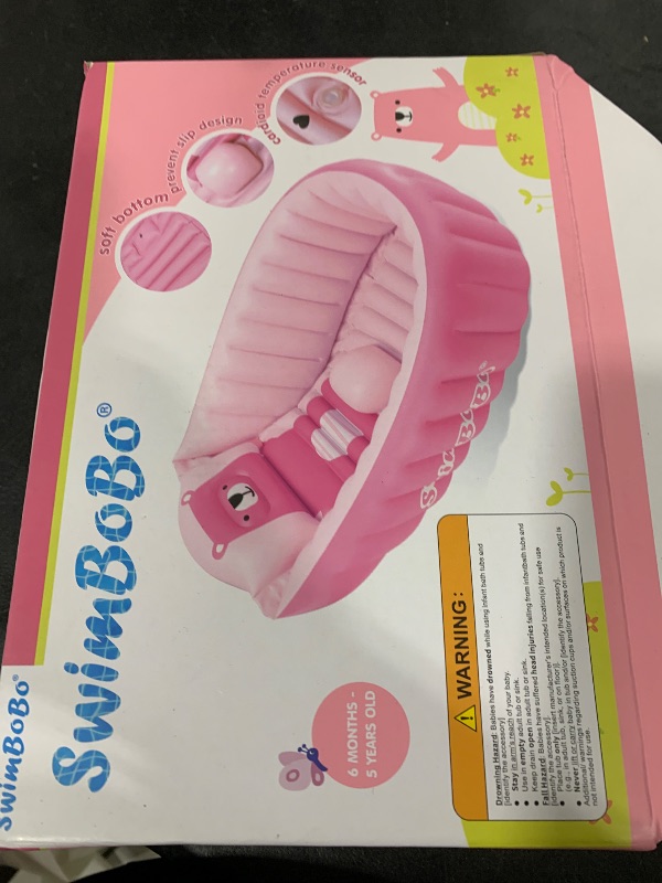 Photo 1 of SHXKUAN Inflatable Baby Bathtub Infant Anti-Slip Bath Seat Pool with Air Pump Travel Camping Portable Toddler Bath Tub Age 0-5 Years Old (Pink)
