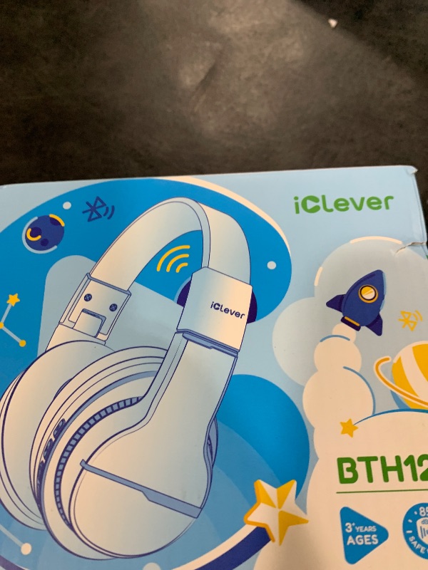 Photo 1 of iClever BTH12 Kids Bluetooth Headphones,Colorful LED Lights Kids Headphones Wireless,74/85dBA Safe Volume,85H Playtime,Fast Charging,Bluetooth 5.2,Over Ear,Built-in Mic for iPad/Tablet/Airplane,Blue