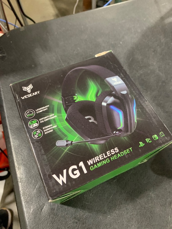 Photo 1 of WESEARY Wireless Gaming Headsets for PC, PS5, PS4, Switch, Mac, 2.4GHz Wireless Gaming Headphone with ENC Noise Canceling Microphone, Bluetooth 5.4, Cool Lighting, 50H Battery, 50mm Drivers