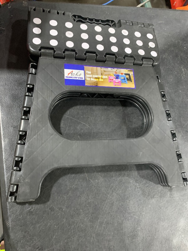 Photo 1 of ACKO Folding Step Stool 13 inch Heavy Duty Plastic Foldable Step Stool for Kids and Adults, Small Collapsible Fold Up Stepping Stool 1 Pack
