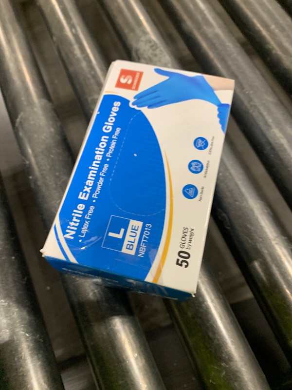 Photo 1 of Schneider Nitrile Exam Gloves, 4mil, Blue, Large 50-ct Box, Gloves Disposable Latex-Free, Medical Gloves, Cleaning Gloves, Food Safe Rubber Gloves for Cooking & Food Prep, Powder-Free, Non-Sterile