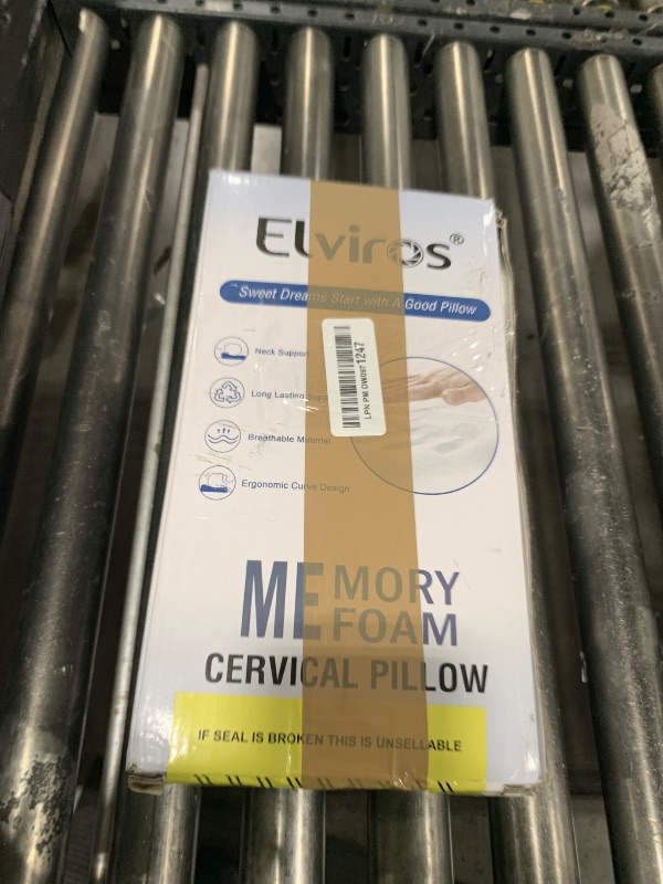 Photo 1 of Elviros Cervical Memory Foam Pillows for Neck and Shoulder Pain, Ergonomic Orthopedic Sleeping Support Pillow for Side, Back and Stomach Sleepers, 21.2 x13 x 4.3 inch