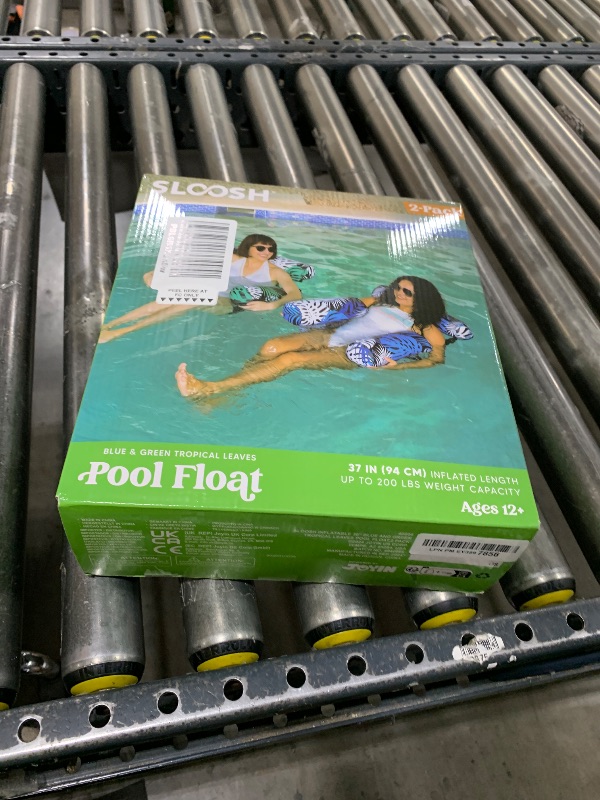 Photo 1 of Sloosh Pool Floats Adult, 2 Packs Inflatable Pool Lounge Chairs,Blow up Hammock Pool Noodles Floats for Adults,Floating Water Chair for Pool Party Lake River Water Fun(Tropical Leaves-Green,Blue)