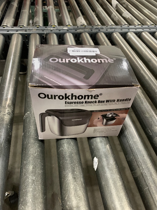 Photo 1 of Ourokhome Knock Box Espresso Accessories, The Latest Patented Stainless Steel Espresso Machine Tool for Coffee Ground with Removable Knock Bar, Handle and Lid, Dishwasher safe, 4.8 inch