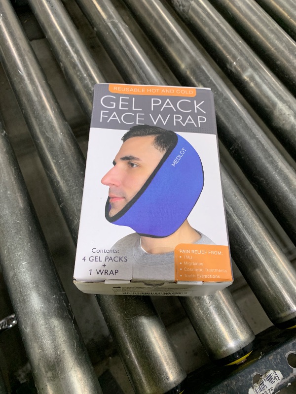 Photo 1 of LotFancy Face Ice Pack Wrap for TMJ, Wisdom Teeth, with 4 Reusable Hot Cold Therapy Gel Packs, Pain Relief for Head, Oral and Facial Surgery, Dental Implants, Blue