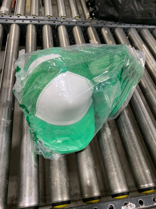Photo 1 of 10 Pcs Sublimation Blank Trucker Hats Bulk Mesh Baseball Cap Polyester Mesh Trucker Hat for Men and Women (Green and White)