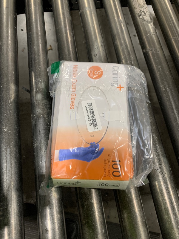 Photo 1 of Caring Nitrile Exam Gloves (100ct), Powder Free and Not Made with Natural Rubber Latex, Gloves for Medical Use, Cleaning, Food Prep and More, Small