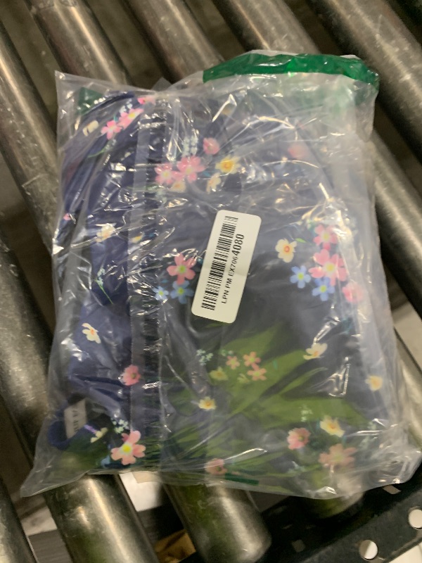 Photo 1 of Pinup Fashion Long Sleeve Swimsuit 2 Piece Rash Guard Set Navy Blue Flower UV UPF 50+ Built in Bra Swim Shirt L