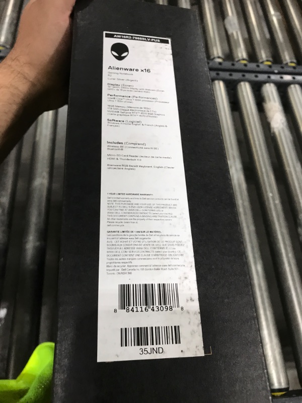 Photo 1 of Alienware X16 R2 Gaming Laptop - 16-inch QHD+ 240Hz 3ms Display, Intel Core Ultra 7-155H, 16GB LPDDR5X RAM, 1TB SSD, NVIDIA GeForce RTX 4070 8GB GDDR6, Windows 11 Home, Onsite Service - Lunar Silver